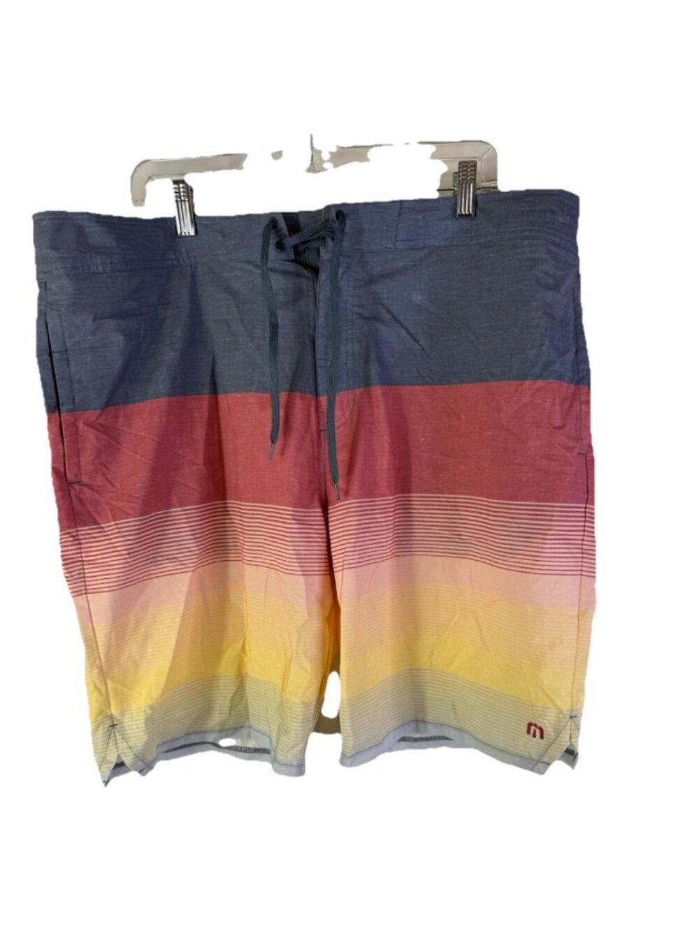 Travis Mathew Rainbow Color Block Stripe Swim Trunks Board Shorts